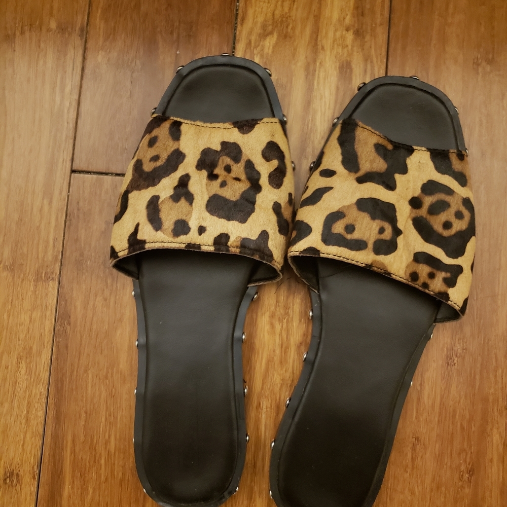 Black and leopard sandals (size 9)